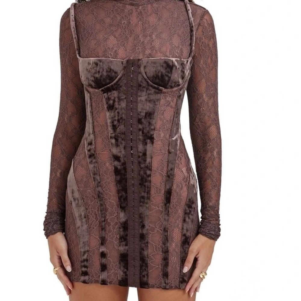 HOUSE OF CB Marica Velvet & Lace Corset Dress
